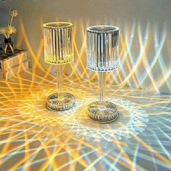 LED кристална настолна лампа Сензорно дистанционно управление Акрилна нощна лампа Романтичен бар Атмосферна лампа Акумулаторна сменяща се нощна лампа