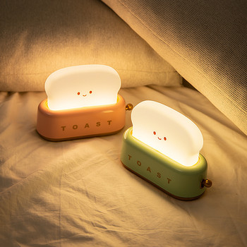 LED Bread Maker Night Light Επαναφορτιζόμενη λάμπα με Usb Charging Battery Powered Toast Lamp for Children Baby Child Nightlight