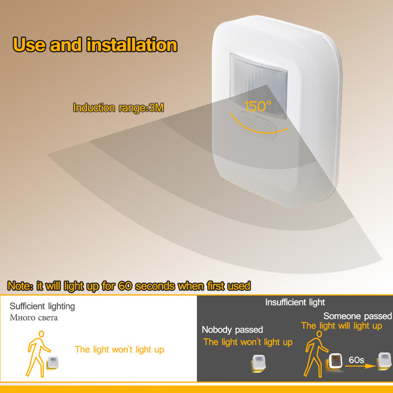 Led Motion Sound Sensor Éjszakai fény Hálószoba Dekorációs Lámpa Otthoni Lépcsőház Szekrény Folyosó Dekoratív Éjszakai lámpa Karácsonyi Ajándékok Gyerekeknek