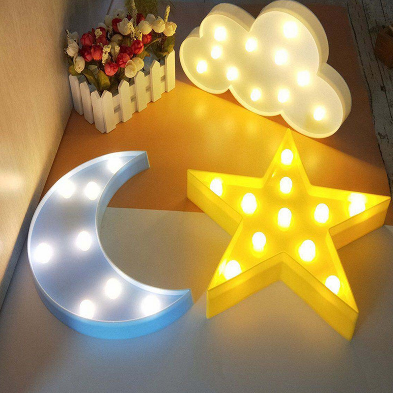 Lumini de noapte colorate Steaua Nor Lună Lumină de noapte LED Decor pentru birou Decor de perete Lămpi alb cald pentru Decor de creșă de dormitor