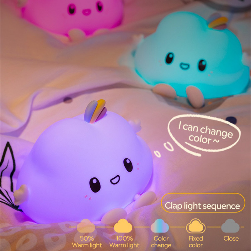 Lumină de noapte din nor Lumină LED cu senzor tactil Lampă moale pentru creșă Lumină de noptieră pentru copii Copii Cadou de aniversare Decorare cameră