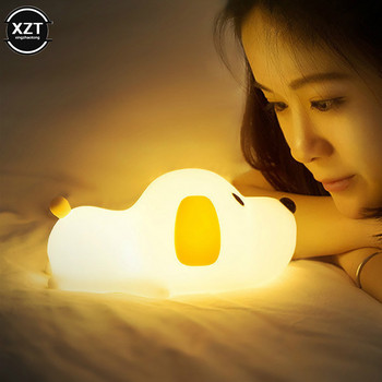 Силиконова кучешка LED нощна лампа Сензорен сензор USB акумулаторна нощна лампа за кученце 2 цвята Димируем таймер за деца Бебешка играчка Подарък