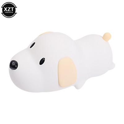 Silikono šuo LED nakties šviesos jutiklinis jutiklis USB įkraunamas prie lovos šuniuko lempa 2 spalvų pritemdomas laikmatis vaikams kūdikių žaislas