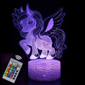 Nighdn Unicorn éjszakai lámpa gyerekeknek 3D Illusion Unicorn lámpa Születésnapi ajándékok lányoknak Hálószoba dekoráció LED éjszakai lámpa