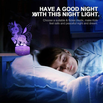 Νυχτερινό φωτιστικό Nighdn Unicorn για παιδιά 3D Illusion Φωτιστικό Unicorn Δώρα γενεθλίων για κορίτσια Διακόσμηση κρεβατοκάμαρας LED φωτιστικό νυκτός