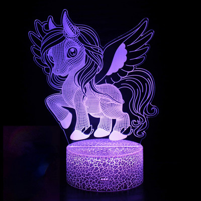 Nighdn Unicorn éjszakai lámpa gyerekeknek 3D Illusion Unicorn lámpa Születésnapi ajándékok lányoknak Hálószoba dekoráció LED éjszakai lámpa