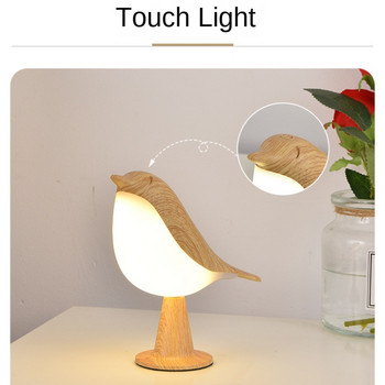 3 цвята Нощна лампа Творчески сензорен превключвател Безжична нощна лампа за птици Затъмняваща яркост USB акумулаторна настолна лампа за четене