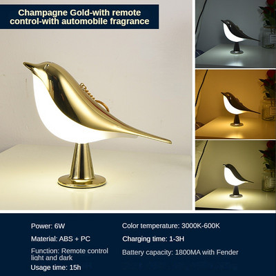 3 värvi voodilamp Loov puutelüliti juhtmevaba lind öövalgusti hämardus heledus USB laetav laua lugemislamp