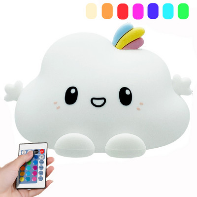 LED naktinė lempa Debesų jutiklinis jutiklis Minkštas silikoninis žibintas prie lovos nuotolinis apšvietimas vaikams, vaikų gimtadienio dovanų kambario dekoravimas