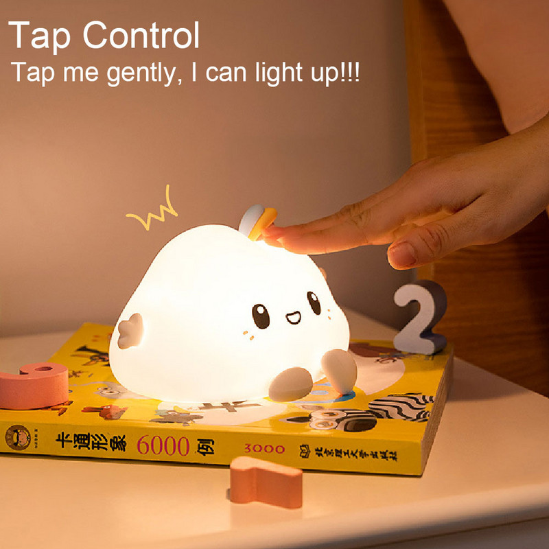 LED naktinė lempa Debesų jutiklinis jutiklis Minkštas silikoninis žibintas prie lovos nuotolinis apšvietimas vaikams, vaikų gimtadienio dovanų kambario dekoravimas