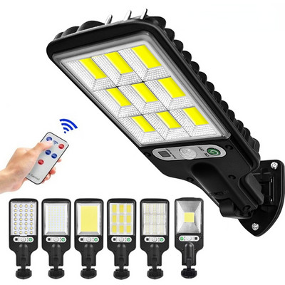 LED saules ielu gaismas COB+SMD āra saules lampa ar 3 gaismas režīmu ūdensnecaurlaidīgu kustības sensora drošības apgaismojumu dārza iekšpagalmam