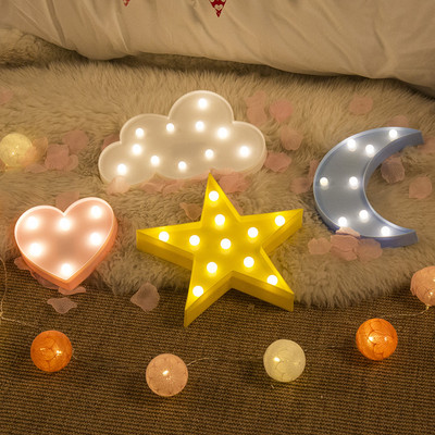 3D LED nakts gaisma Star Moon Kids Guļamistabas iekštelpu apgaismojuma dekora lampa mājas viesistabai Guļamistabai nakts apgaismojums Radoša dāvana