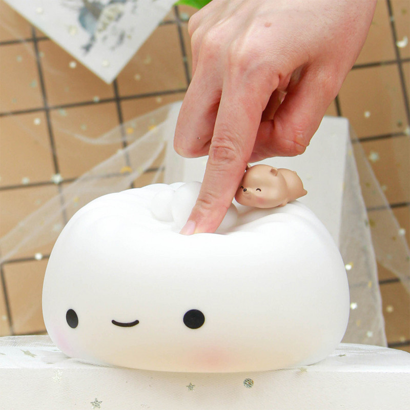 Jauka klimpu gaisma LED nakts gaisma mini pieskāriena lampiņa multfilmu gaisma tvaicēta bulciņa Mini mazuļa nakts gaisma naktslampiņa kawaii lampa