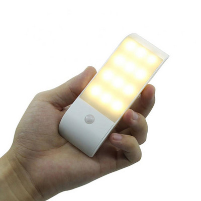Lampă reîncărcabilă USB 12 LED PIR cu senzor de mișcare cu inducție pentru lumină de noapte