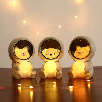 LED нощна лампа астронавт сладка котка/мечка/куче лампа Kawaii за деца, бебета, деца, нощни декори на спалнята, меки топли лампи за подарък