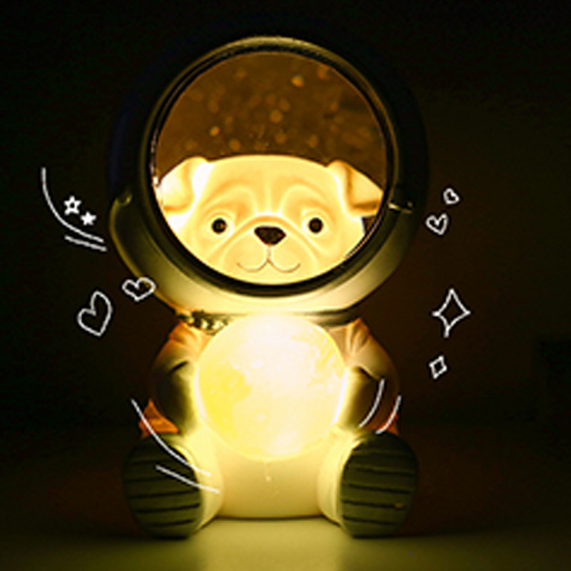 LED nakts gaismas astronauts jauka kaķa/lāča/suņa lampa Kawaii mazuļa mazuļiem bērniem guļamistabas gultas dekorēšanai, mīksta, silta dāvanu lampa