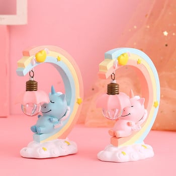 Moon Unicorn Led Night Light Rainbow Bear Rabbit Lamp Бебешки лампи за детска стая Настолни Деца Деца Коледа Празнични подаръци за рожден ден