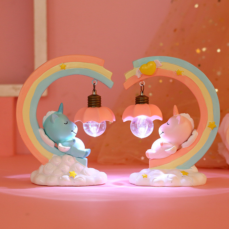 Lună Unicorn Led Lumină de noapte Curcubeu Urs Iepure Lampă Bebeluș Creșă Lămpi Masă Copii Copii Crăciun Aniversare Cadouri de vacanță