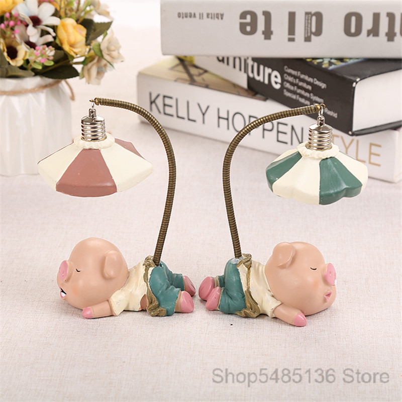 Karikatūra Sveķu Cūka Nakts gaisma Bērnu Bērnu istabas lampa Pie gultas Dzīvnieku Led Statīvs Galda lampas Bērniem Svētku Dāvanas Dzimšanas dienā Ziemassvētku Dekors