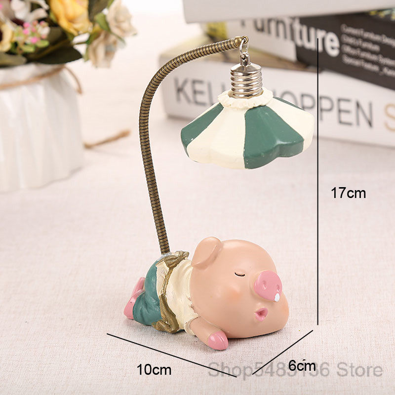 Karikatūra Sveķu Cūka Nakts gaisma Bērnu Bērnu istabas lampa Pie gultas Dzīvnieku Led Statīvs Galda lampas Bērniem Svētku Dāvanas Dzimšanas dienā Ziemassvētku Dekors