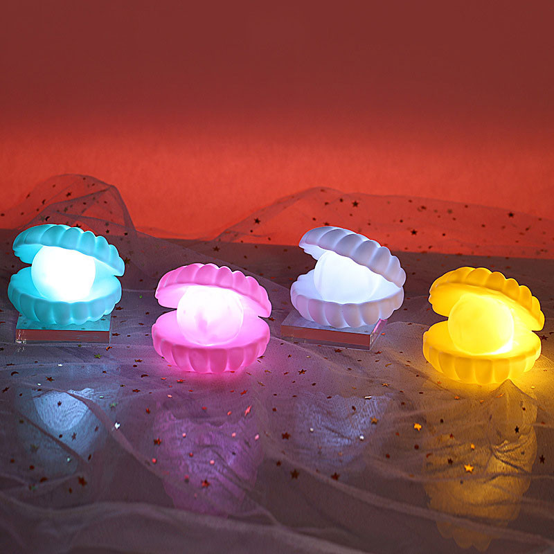 Shell Pearl Night Light Lampă de noapte de noptieră Decor dormitor Lumină Streamer Sirenă Zână Shell Copii Baby Night Lights Cadou de vacanță