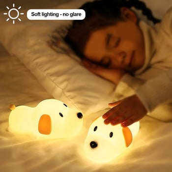 Cute Puppy Dog Touch Senor Night Light Силиконова димируема атмосферна лампа Деца Деца Празничен подарък Спяща спалня Нощни лампи