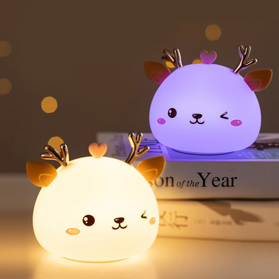 Állati éjszakai lámpa szilikon szarvas felhő nyúl macska lámpa érintésérzékelős távirányító RGB LED éjszakai lámpa gyerekeknek gyerek baba ajándék
