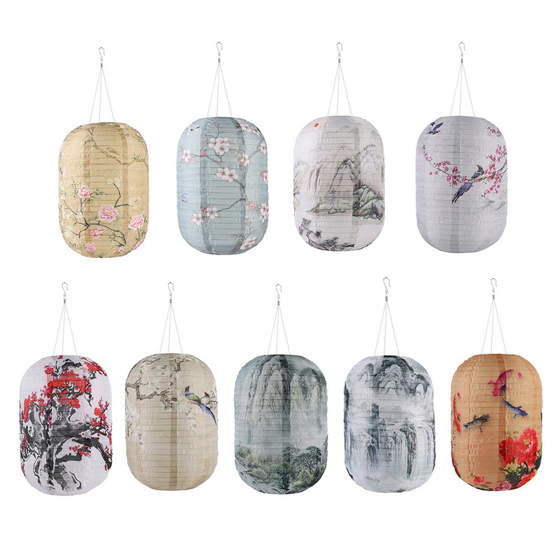 25 cm-es vízálló napelemes lámpák LED-es fényű nejlonszövet kínai japán függőlámpa kültéri kerti esküvői ünnepi parti dekoráció