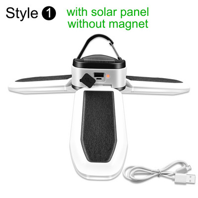 Lampă multifuncțională cu 3 frunze 60 LED-uri 5 moduri Lampă solară reîncărcabilă prin USB Lumină de camping în aer liber Iluminare rezistentă la apă