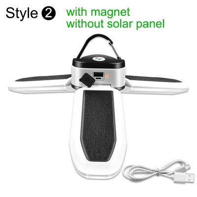 Lampă multifuncțională cu 3 frunze 60 LED-uri 5 moduri Lampă solară reîncărcabilă prin USB Lumină de camping în aer liber Iluminare rezistentă la apă