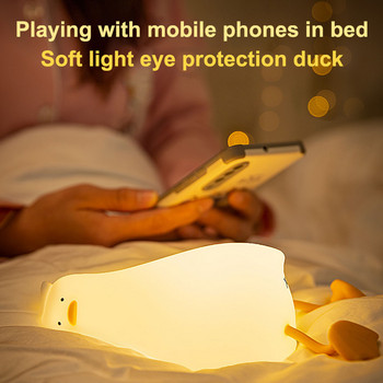 Творческа LED детска нощна лампа Легнала плоска патешка лампа Декор за спалня USB зареждане с нощна лампа за сън Детски празнични подаръци