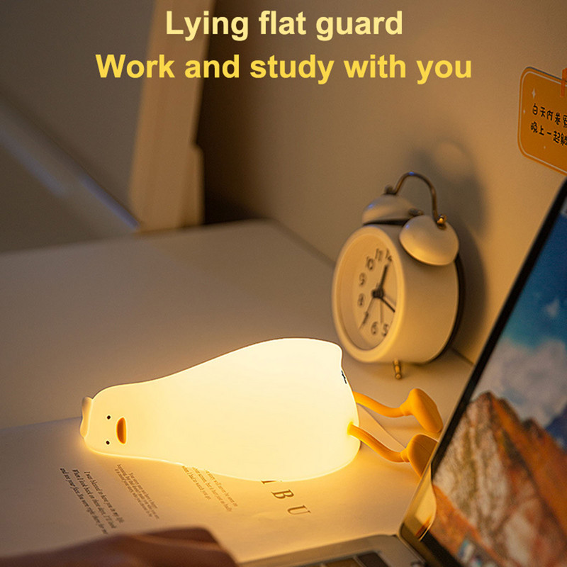 Kreatív Led Gyerek Éjszakai Fény Fekvő Lapos Kacsa Lámpa Hálószoba Dekoráció USB-töltés Alvás Éjszakai Fénnyel Gyerek Ünnepi Ajándékok