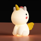 Unicorn LED nakts gaisma krāsains silikona pieskāriena sensors RGB aptumšojošs gultas galda lampa bērniem bērniem rotaļlieta dāvana USB uzlādējama