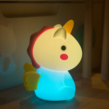 Еднорог LED нощна лампа Цветен силиконов сензорен сензор RGB затъмняваща нощна настолна лампа за дете Детска играчка Подарък USB акумулаторна