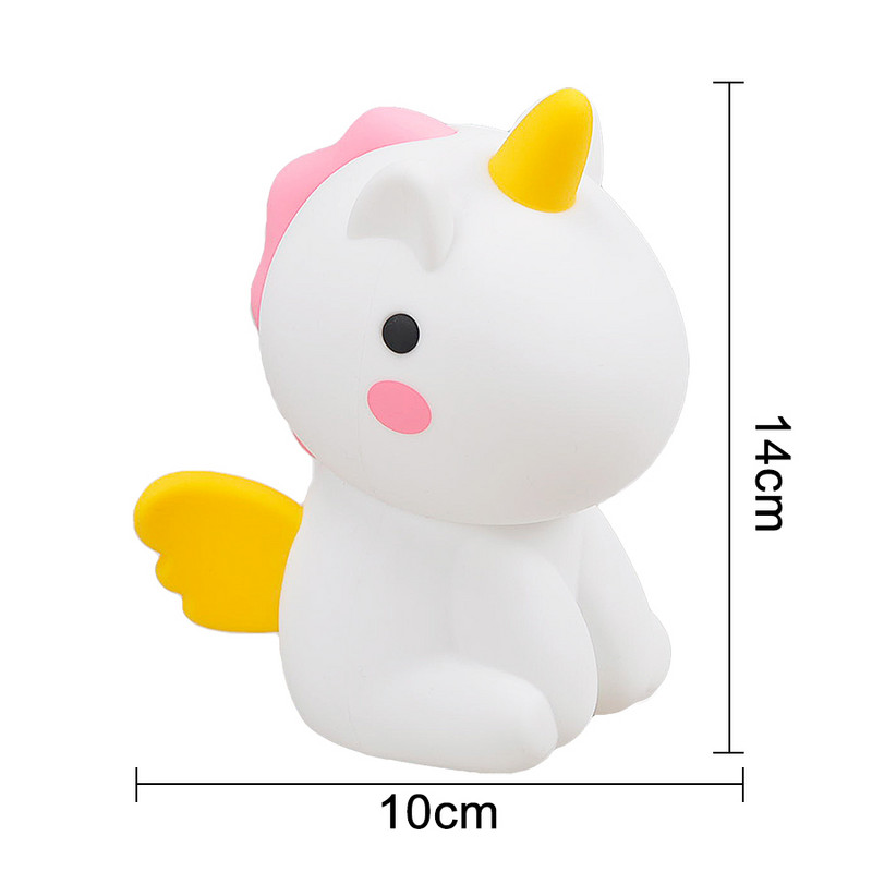 Unicorn LED nakts gaisma krāsains silikona pieskāriena sensors RGB aptumšojošs gultas galda lampa bērniem bērniem rotaļlieta dāvana USB uzlādējama