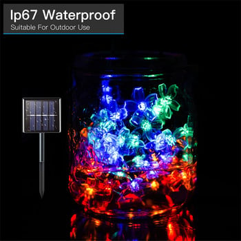 Solar Flower/Star String Light Outdoor 60LED Solar Cherry Blossoms Lamp Αδιάβροχο για φράχτη κήπου Διακόσμηση αυλής Δέντρο διακοπών