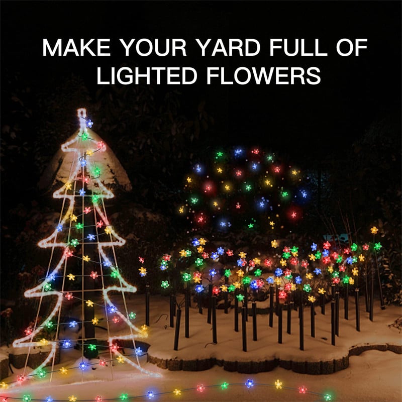 Päikeselise lille-/tähekeelega välivalgusti 60 LED-i päikesekiirgusega kirsiõitega valgusti veekindel aiaaia õuepuu pühadekaunistuseks