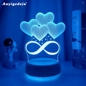 3D νυχτερινό φως για την Ημέρα του Αγίου Βαλεντίνου Αμοιβαίο Δώρο Λάμπα LED Marry Desktop Διακόσμηση Υπνοδωμάτιο Φώτα ατμόσφαιρας