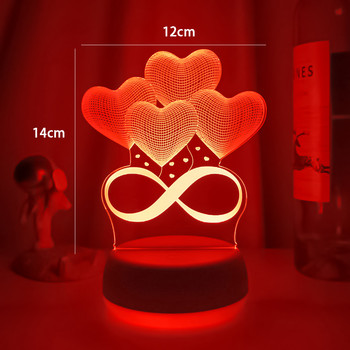 3D νυχτερινό φως για την Ημέρα του Αγίου Βαλεντίνου Αμοιβαίο Δώρο Λάμπα LED Marry Desktop Διακόσμηση Υπνοδωμάτιο Φώτα ατμόσφαιρας