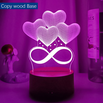 3D νυχτερινό φως για την Ημέρα του Αγίου Βαλεντίνου Αμοιβαίο Δώρο Λάμπα LED Marry Desktop Διακόσμηση Υπνοδωμάτιο Φώτα ατμόσφαιρας