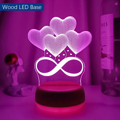 3D νυχτερινό φως για την Ημέρα του Αγίου Βαλεντίνου Αμοιβαίο Δώρο Λάμπα LED Marry Desktop Διακόσμηση Υπνοδωμάτιο Φώτα ατμόσφαιρας