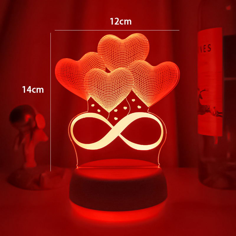 3D νυχτερινό φως για την Ημέρα του Αγίου Βαλεντίνου Αμοιβαίο Δώρο Λάμπα LED Marry Desktop Διακόσμηση Υπνοδωμάτιο Φώτα ατμόσφαιρας