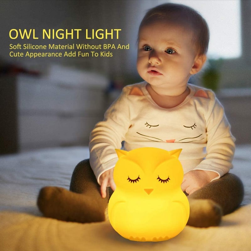 Owl Night Light Telecomandă Senzor tactil Temporizator reglabil Lumini LED reîncărcabile Lampă de noapte de noapte pentru copii Copii Bebeluși