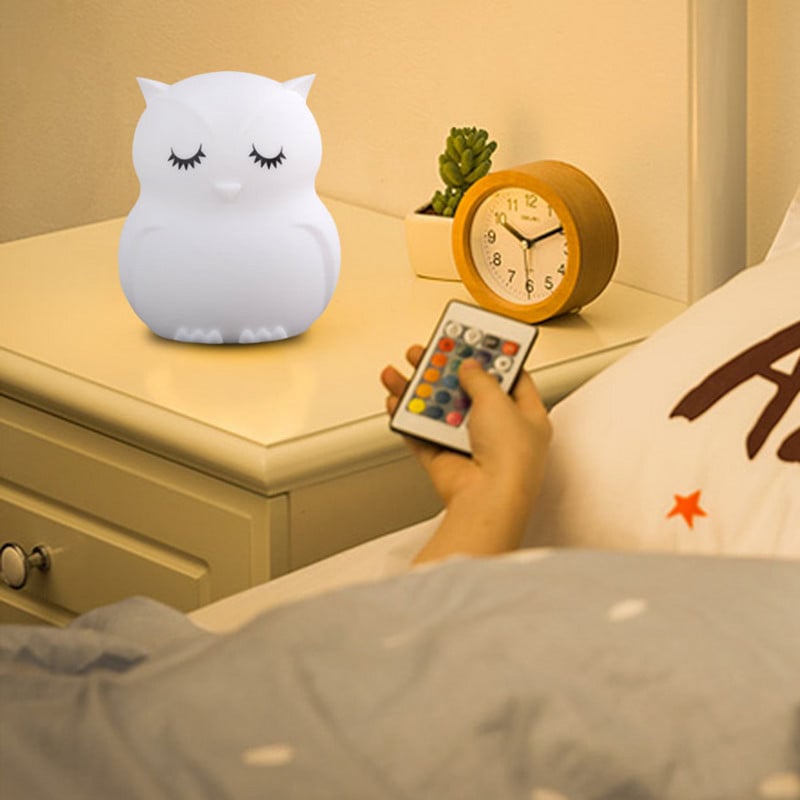 Owl Night Light Telecomandă Senzor tactil Temporizator reglabil Lumini LED reîncărcabile Lampă de noapte de noapte pentru copii Copii Bebeluși