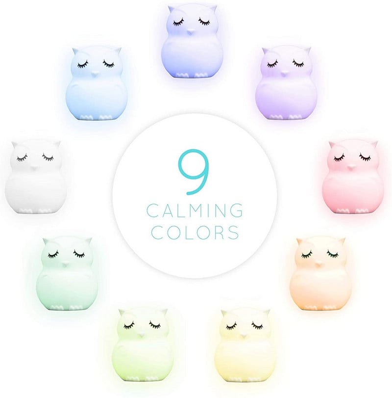 Owl Night Light Telecomandă Senzor tactil Temporizator reglabil Lumini LED reîncărcabile Lampă de noapte de noapte pentru copii Copii Bebeluși
