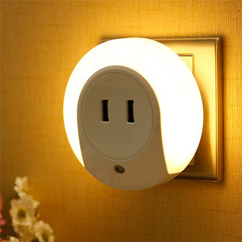 WoodPow LED сензор за нощна светлина 2 USB гнездо за зареждане Зарядно устройство за мобилен телефон EU US щепсел 0,5 W нощна лампа с превключвател за деца