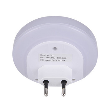 WoodPow LED Night Light Sensor 2 Υποδοχή φόρτισης USB Φορτιστής κινητού τηλεφώνου EU US Plug 0,5W Νυχτερινή λάμπα με διακόπτη για παιδιά