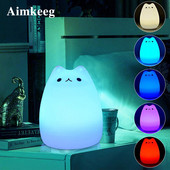 Nakts lampa USB Krāsains Silīcija Dzīvnieku Gaismas Kaķu Silīcija Pieskārienu Sensors LED Mīksts Elpojošs Multfilma Baby Cute