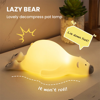 Bear Night Lights Led Night Light Επαναφορτιζόμενη λάμπα USB Λάμπα σιλικόνης κινουμένων σχεδίων Παιδική διακόσμηση Παιδικού υπνοδωματίου Δώρο γενεθλίων