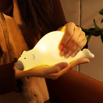 Bear Night Lights Led Night Light Επαναφορτιζόμενη λάμπα USB Λάμπα σιλικόνης κινουμένων σχεδίων Παιδική διακόσμηση Παιδικού υπνοδωματίου Δώρο γενεθλίων